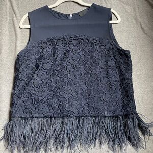 Greylin Embroidered Top with Feathered Hem